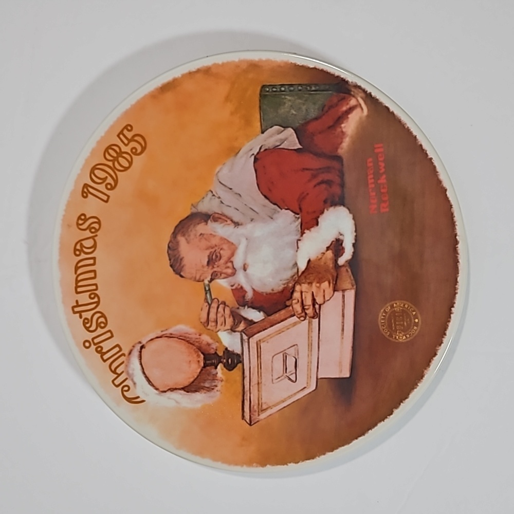 Edwin M Knowles China Co. Grandpa Plays Santa 1985 Norman Rockwell Porcelain